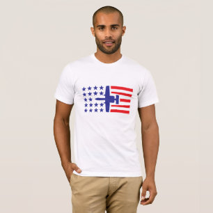 T-shirt Bannière étoilée bleue rouge de jet d'attaque