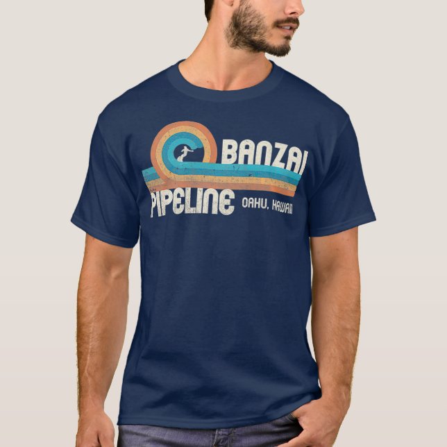 T-shirt Banzai Pipeline 80s Graphic North Shore Hawaii (Devant)