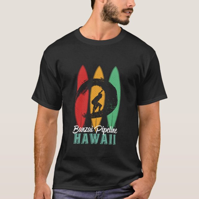 T-shirt Banzai Pipeline Hawaii Beach Vintage Retro Surf (Devant)
