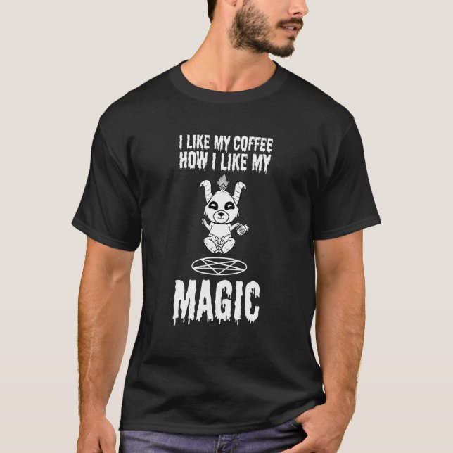 T-shirt Baphomet Goth J'Aime Café Comment J'Aime Ma Magie (Devant)