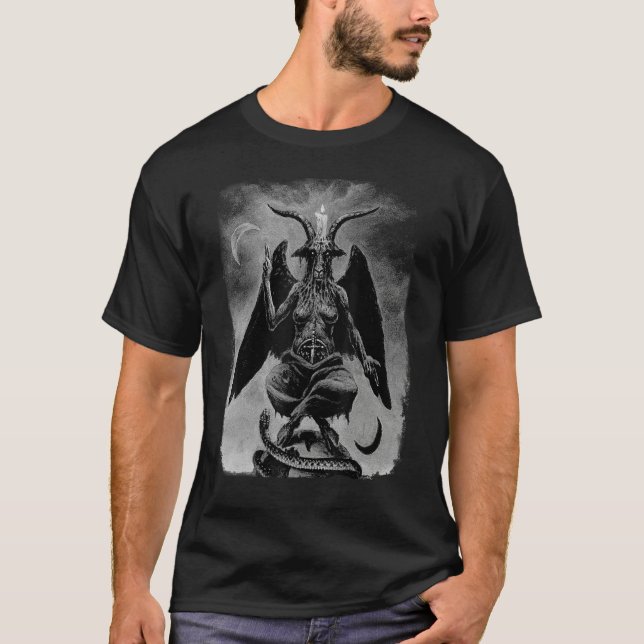 T-shirt Baphomet Occult Satanic Gothic Satan Goat Head 666 (Devant)