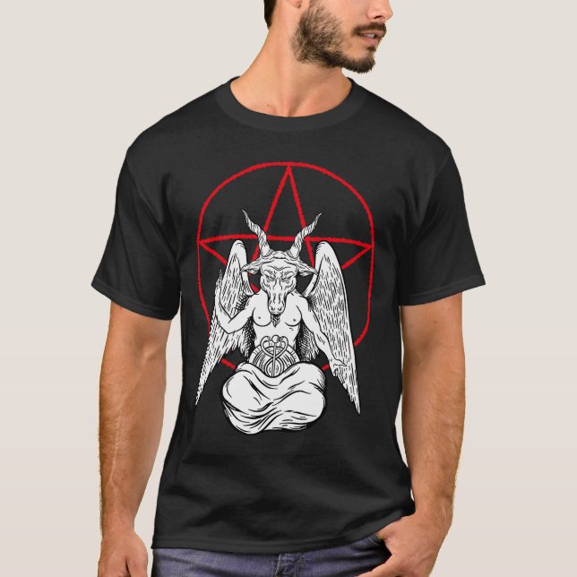 T-shirt Baphomet prier démon Satanique Lucifer Beelzebub (Devant)