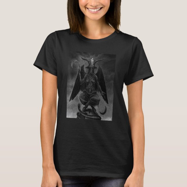 T-shirt Baphomet Satanic Satan Chèvre Tête 666 Occulte Pag (Devant)