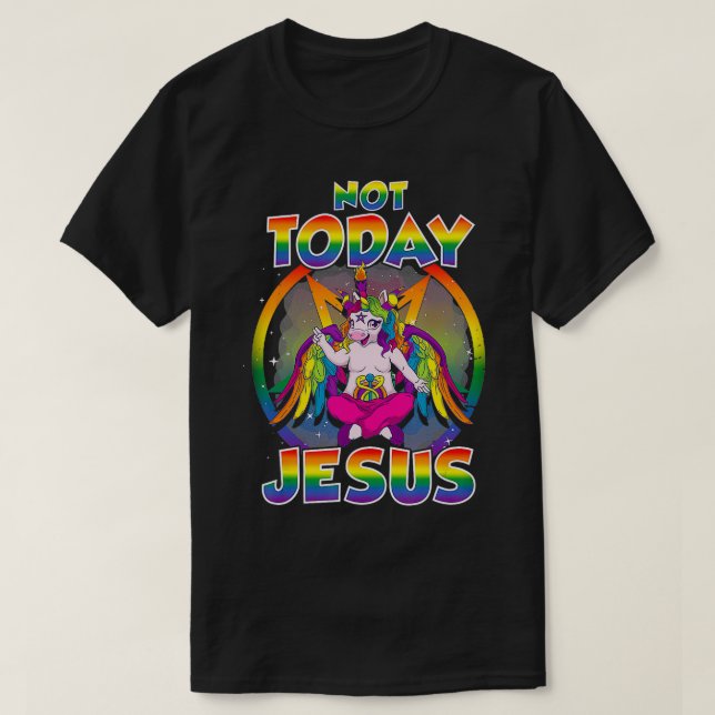 T-shirt Baphomet Sigil Pas aujourd'hui Jésus Satanic Unico (Design devant)