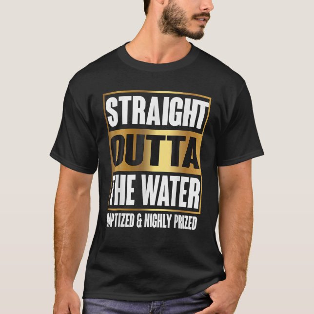 T-shirt Baptême Adultes Enfants Funny Outta Water Tee Gift (Devant)