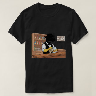 T-shirt Bar à bière de serveur de dinosaure dessin animé d