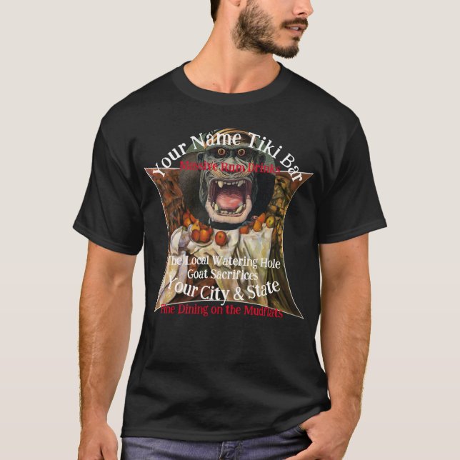 T-shirt Bar à Tiki Nom Personnalisé Votre Ville & État (Devant)