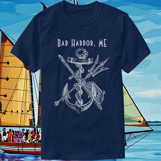 T-shirt Bar Harbour Maine Ancre nautique Voyage nautique (Bar Harbor Maine Travel Souvenir)