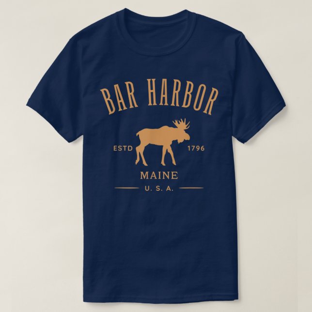 T-shirt Bar Harbour Maine USA avec Moose Design Souvenir (Design devant)