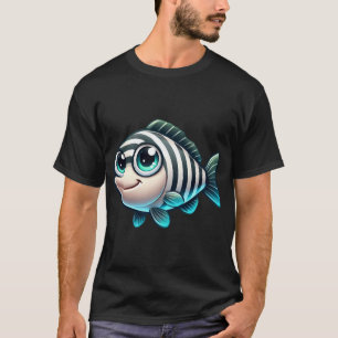 T-shirt Bar rayé adorable poisson