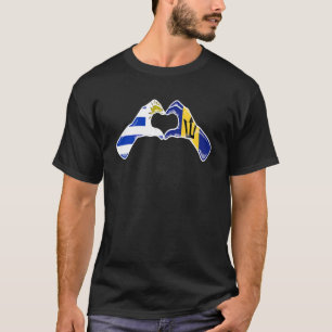 T-shirt Barbade Uruguay Drapeau Barbadien Uruguayen Cœur 1