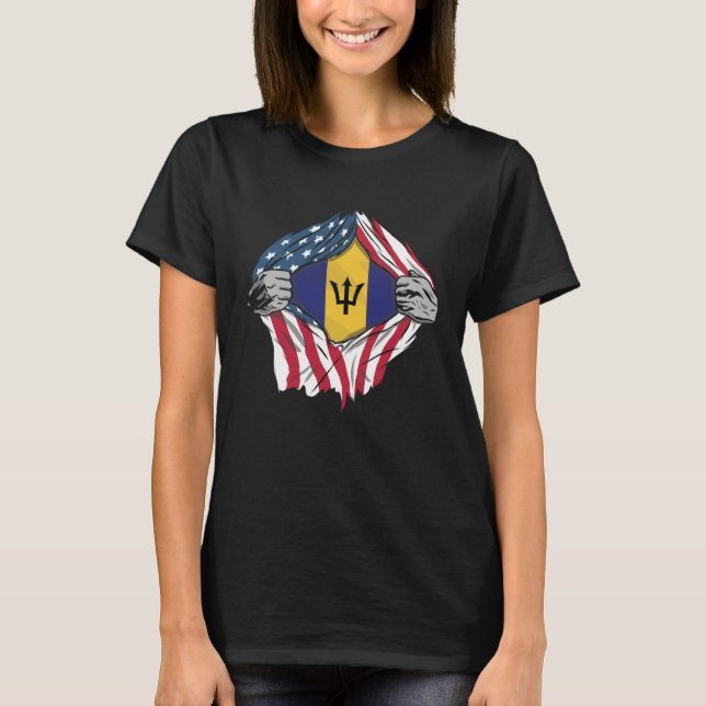 T-shirt Barbadian Blood Inside Me  Barbados Flag (Devant)