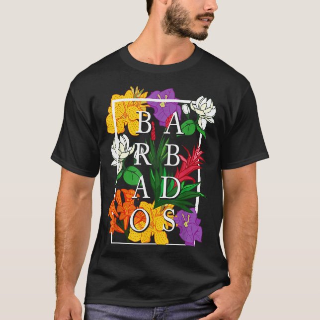 T-shirt Barbados Bajan Wildflower Pride Floral  (Devant)