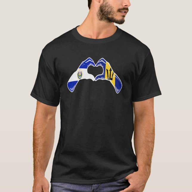 T-shirt Barbados El Salvador Flag Barbadian Salvadorian He (Devant)