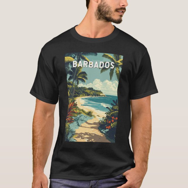 T-shirt Barbados Illustration Travel Art Vintage (Devant)