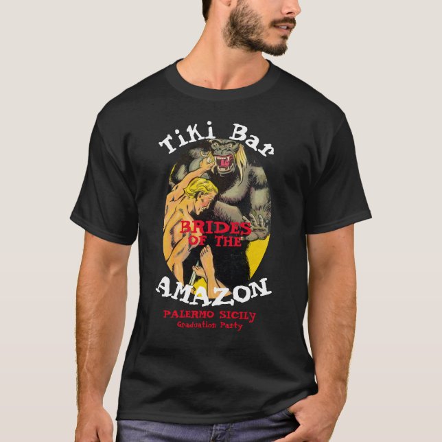 T-shirt Barbecue de fête de Bachelor Tiki Bar Amazon (Devant)