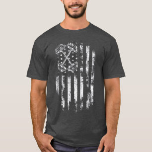 T-shirt Barbell American Flag Workgym 