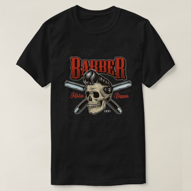 T-shirt Barber mister dapper skulldrôle (Design devant)