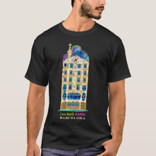 T-shirt Barcelone, Dessin manuel Gaudi Casa Batlló, Espagn