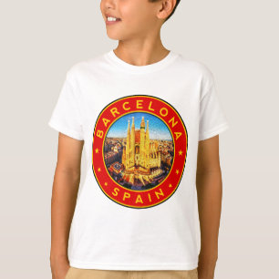 T-shirt Barcelone, Espagne, cercle, rouge