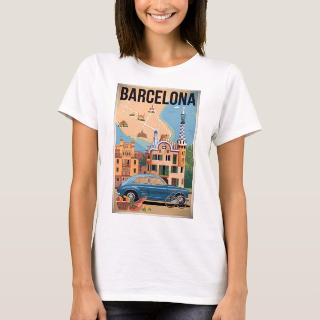 T-shirt Barcelone Espagne vintage (Devant)