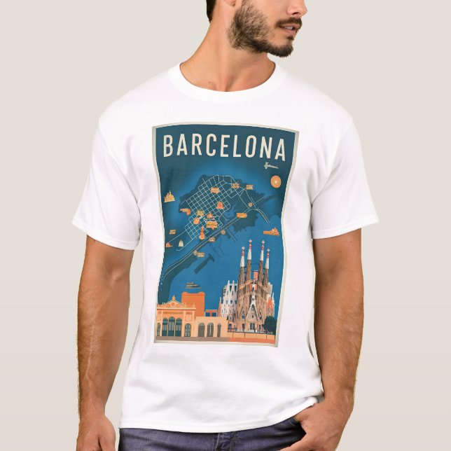 T-shirt Barcelone Espagne vintage (Devant)