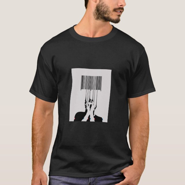 T-shirt Barcode Identity Tee – Monochrome Concept Art” (Devant)