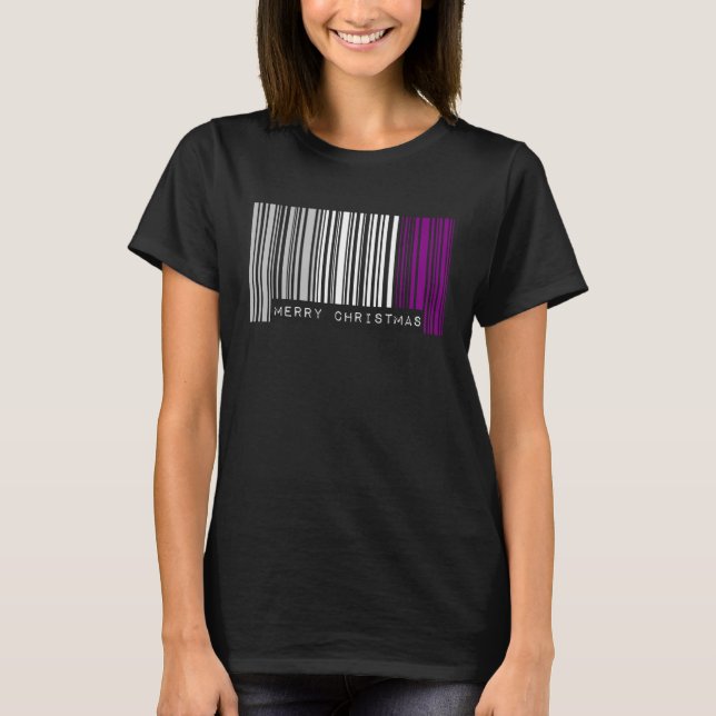 T-shirt Barcode Merry Christmas Asexual Pride Flag LGBTQ Q (Devant)