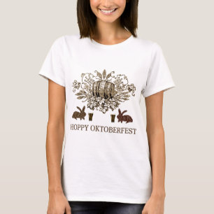 T-SHIRT BARILLET DE BIÈRE D'OKTOBERFEST, HOUBLON DE LAPIN