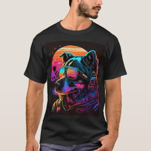 T-shirt Bark to the Future: 80s Synthwave Dog Graphic