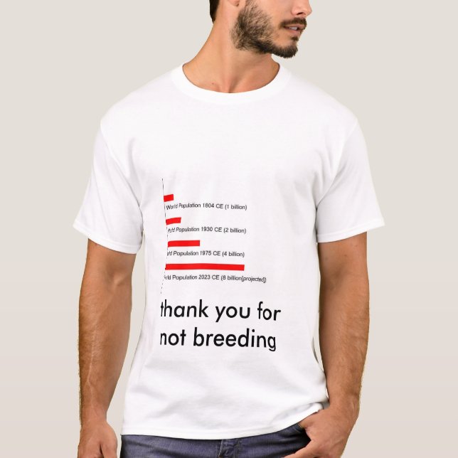 T-shirt barre de population humaine sans enfant (Devant)