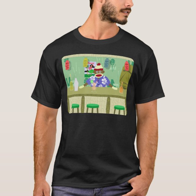 T-shirt Barre de Tiki de singe de chaussette (Devant)