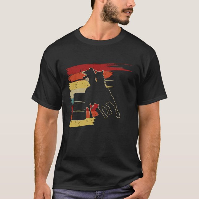 T-shirt Barrel Racer Graphic Rodeo Cowgirl Retro Barrel Ra (Devant)