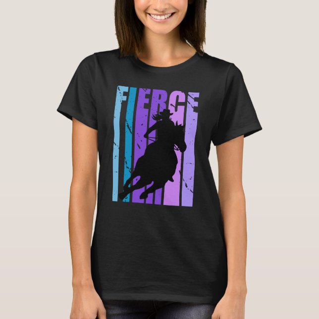 T-shirt Barrel Racing Fierce Cowgirl Hat Western Theme Pur (Devant)