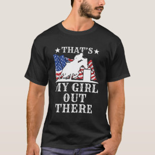 T-shirt Barrel Racing Papa C'Est Mon Dehors American Fla