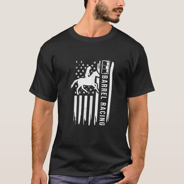 T-shirt Barrel racing US flag graphic concept (Devant)
