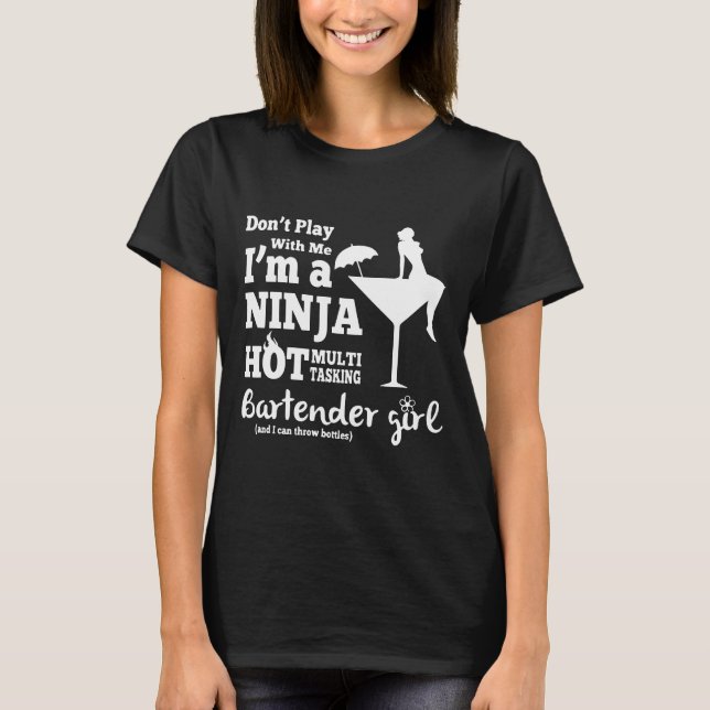T-shirt Bartender Bartender Girl Noir rogné Mixolog supéri (Devant)
