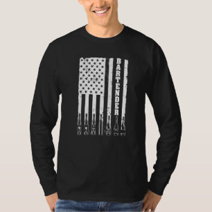T-shirt Bartender For Men Women Us Drapeau Patriotique Bar