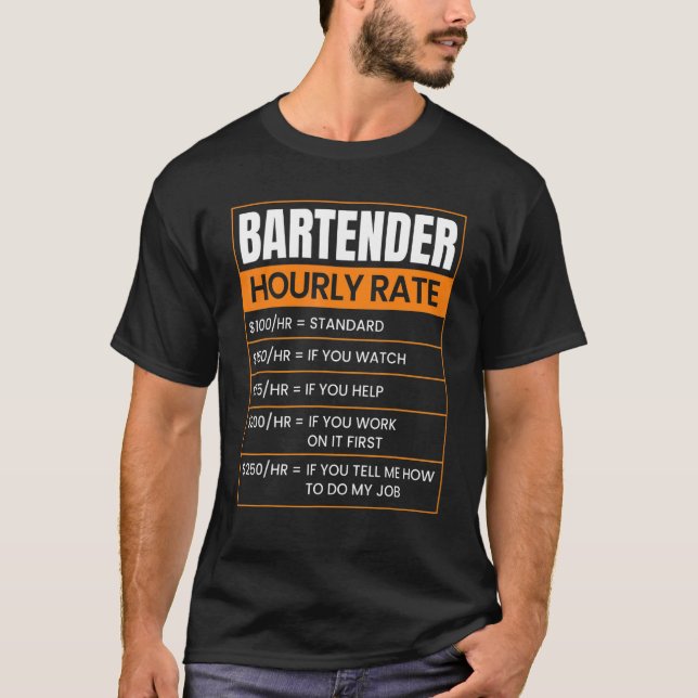 T-shirt Bartender Hourly rate Funny Job Title Profession W (Devant)