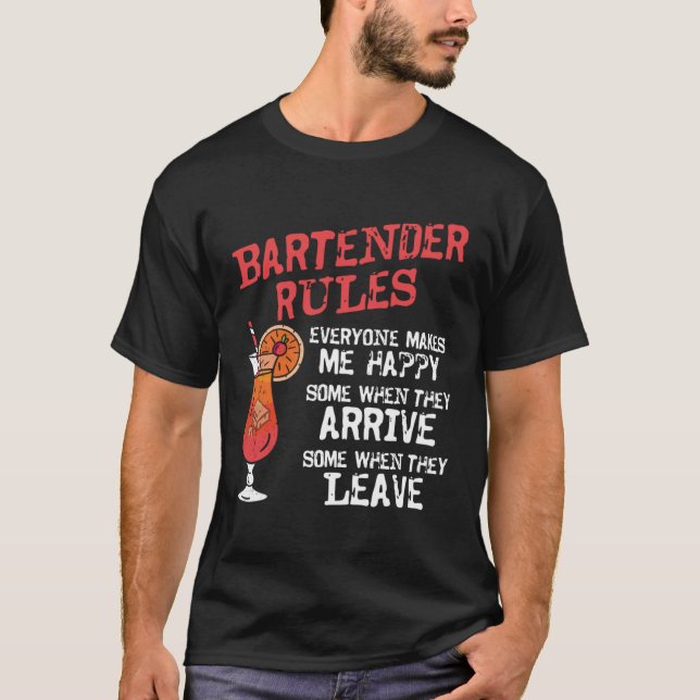 T-shirt Bartender Mixologist Bartender Rules Everyone Make (Devant)