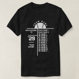 T-shirt Base-ball Team Roster Personnalisé Joueurs Noms Et