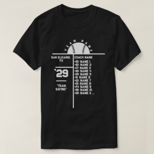 T-shirt Base-ball Team Roster Personnalisé Joueurs Noms Et