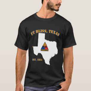 T-shirt Base militaire de Fort Bliss Tx 1re division blind