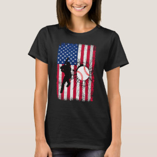 T-shirt Baseball 4th Of July American Flag Patriotic Baseb