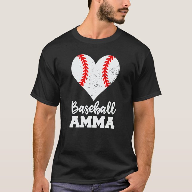 T-shirt Baseball Amma Baseball Heart Grandma Amma (Devant)