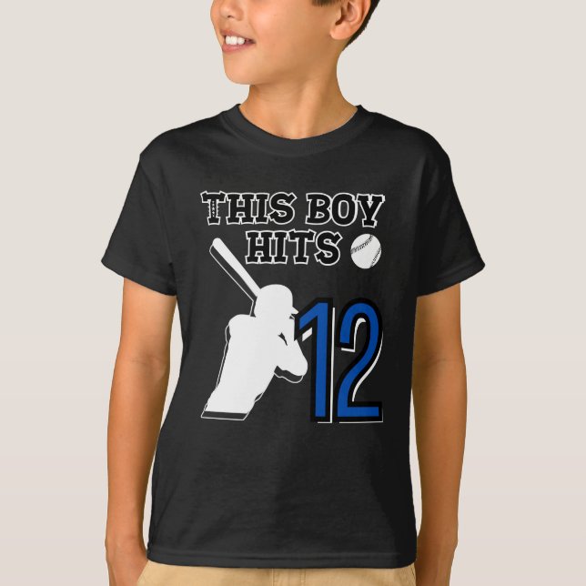 T-shirt Baseball Anniversaire 12 ans Garçon (Devant)