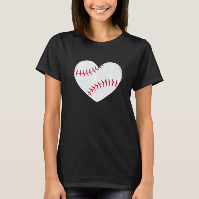 T-shirt Baseball Ball Heart Valentine's Day For Baseball (Devant)