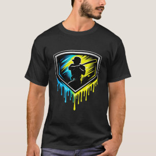 T-shirt Baseball : Bouclier Emblème de Batteur Neon Drip