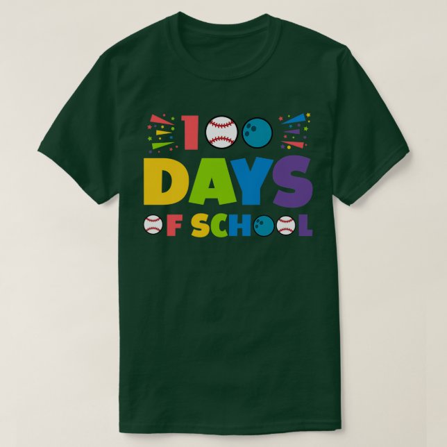 T-shirt Baseball bowling 100 jours d'idée cadeau scolaire (Design devant)