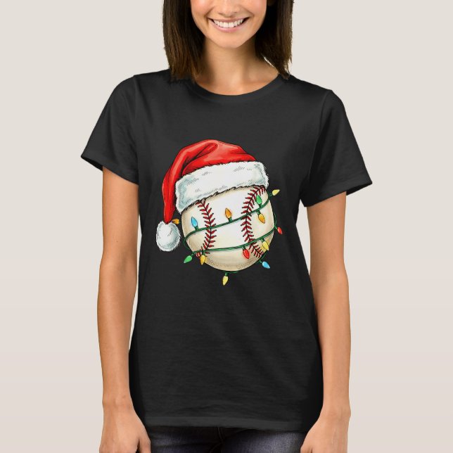 T-shirt Baseball Christmas Shirt Funny Santa Hat Srt Men K (Devant)